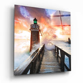Lighthouse Glass Wall Art.